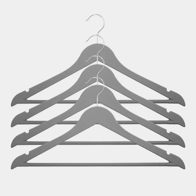 Hanger, 44 cm, 4 pcs, plastic coated, gray, Fun house 