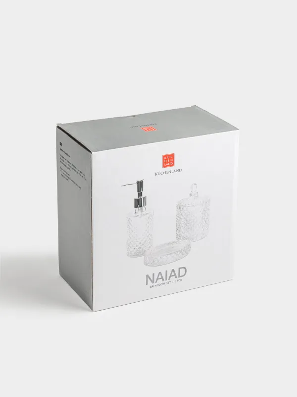 Bathroom set, 3 pr, glass / plastic, Naiad, image-4