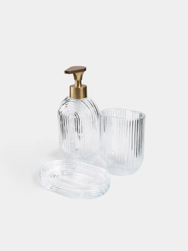Liquid soap dispenser, 300 ml, glass / plastic, Benli, image-3