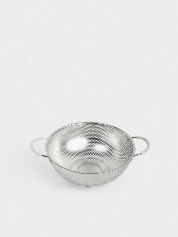Colander, 25 cm, with two handles, steel / silicone, beige, Sieve, image-1