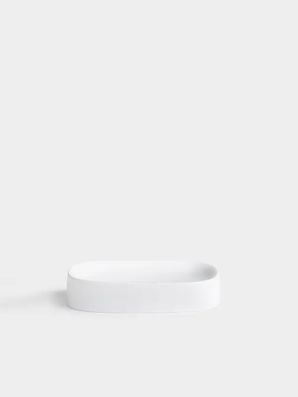 Soap dish, 13x9 cm, polyresin, oval, white, Vesta, image-0