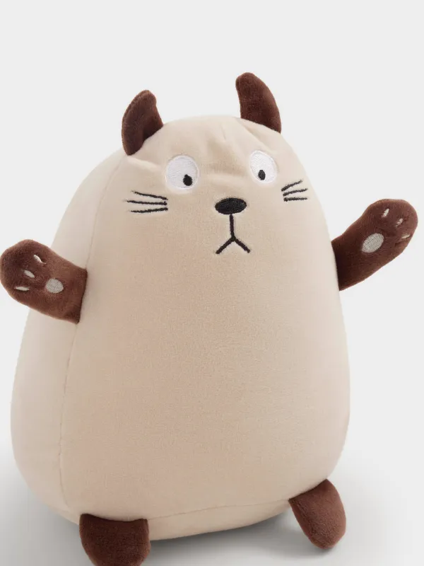 Decorative pillow, 30 cm, Spandex, Beige, Cat, Cat, image-1