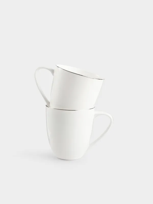 Mug, 450 ml, 2 pcs, porcelain F, white, Ideal silver, image-0
