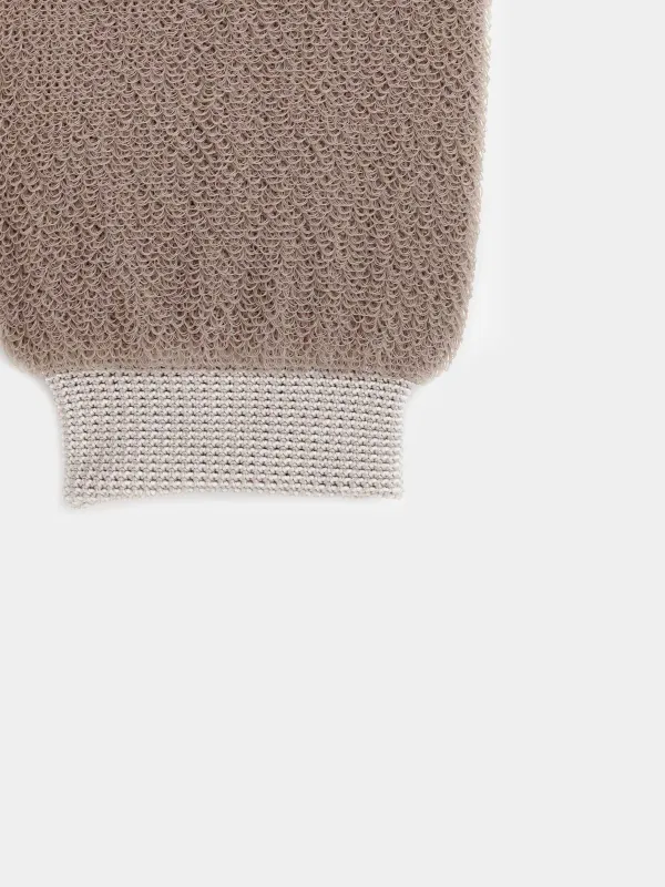 Body washcloth, 22x12 cm, exfoliating, polyethylene, beige, Showy, image-1