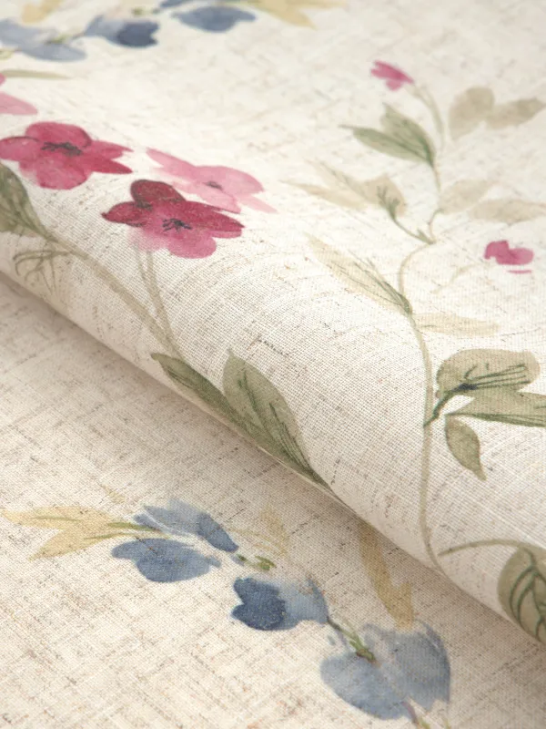 Table runner, 40x160 cm, polyester / linen, beige, Flowers, Colorful flowers, image-1