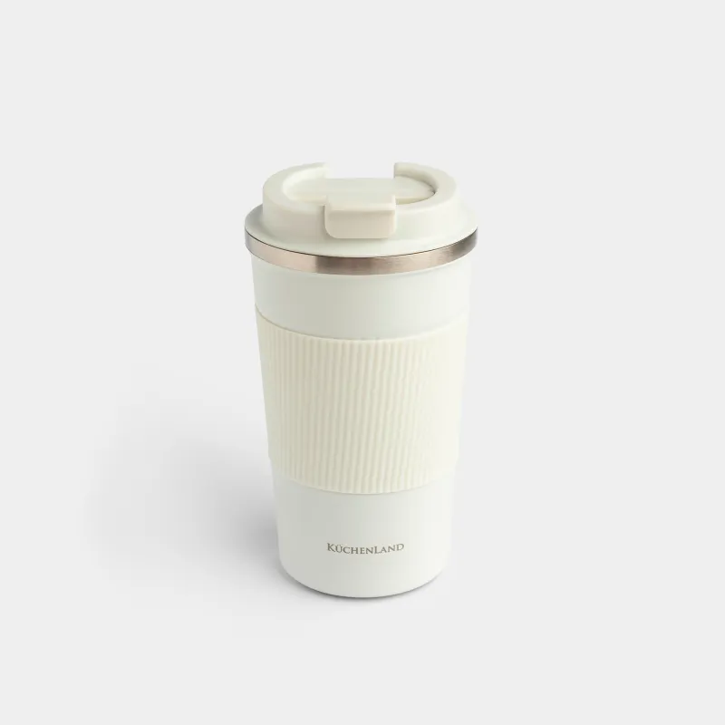 Thermo mug, 500 ml, with zarf, steel / plastic/silicone, beige, Coffee life