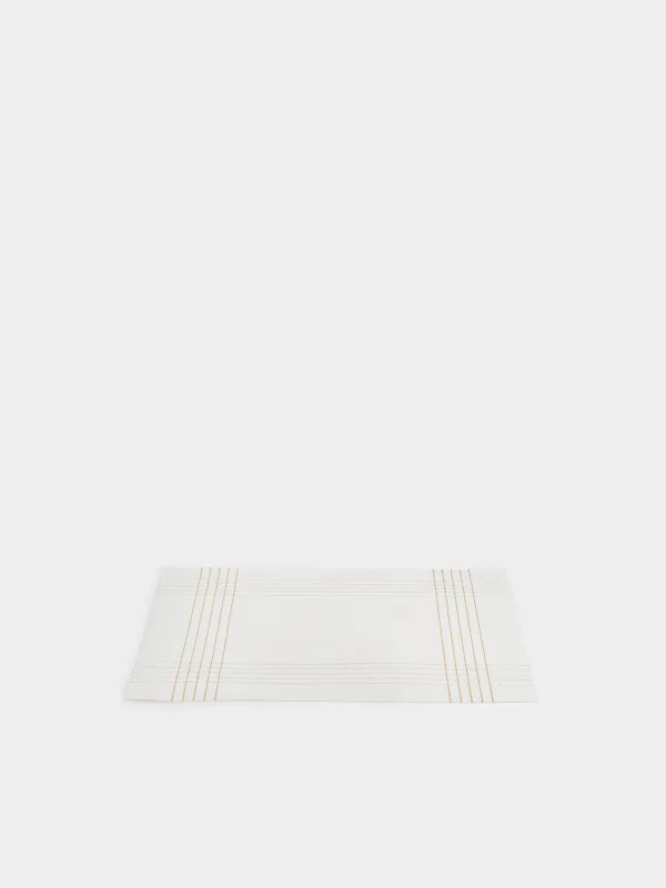 Placemat, 30x45 cm, PVC / polyester, rectangular, white, Golden lines, Solid, image-1