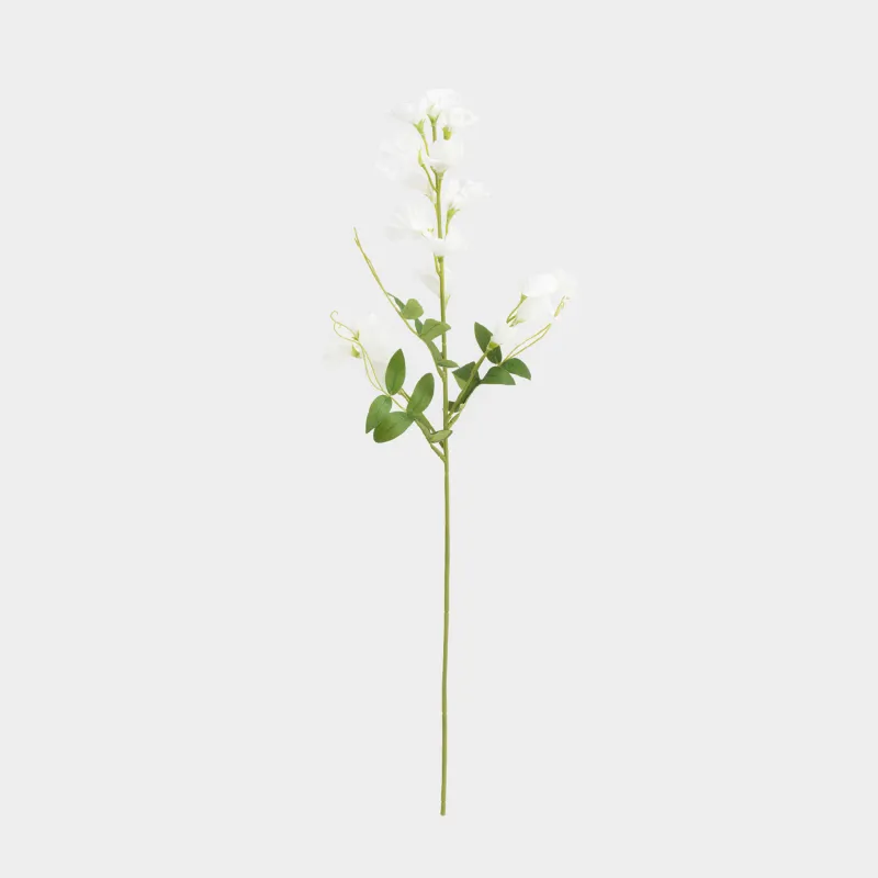 Decorative branch, 70 cm, plastic / polyester, White lisianthus, Flower garden