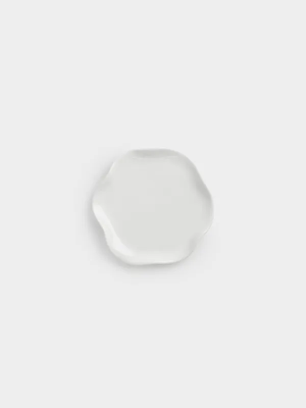 Spoon stand, 12 cm, ceramic, milky, Wavy edge, Crumple, image-0