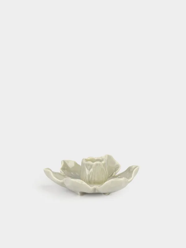 Candlestick, 11x5 cm, for a thin candle, Porcelain P, Green, Flower, Bloome, image-0