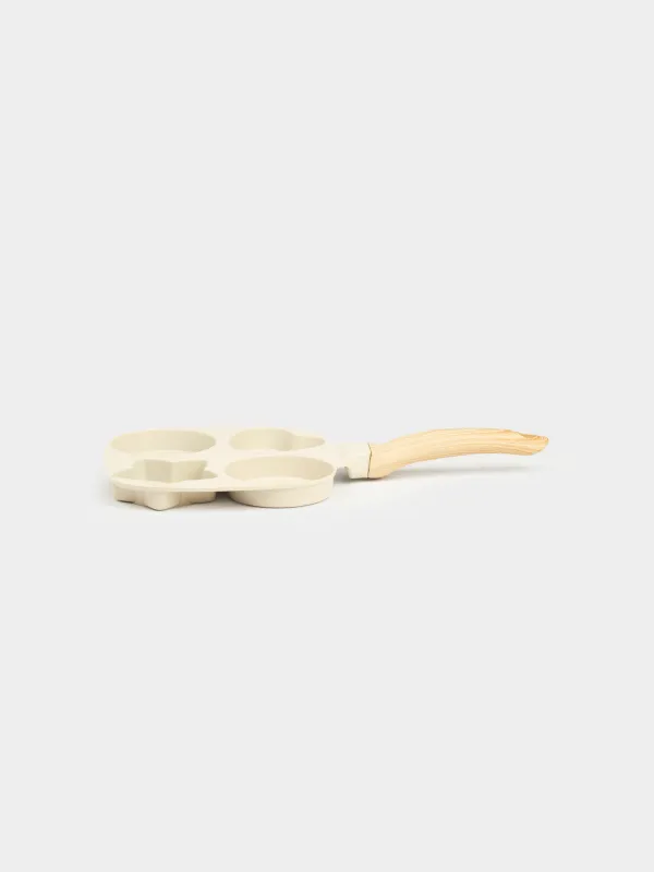 Egg and pancake pan, 19 cm, 4 compartments, coated, aluminum, beige, Shapes, Sentimentality, image-4