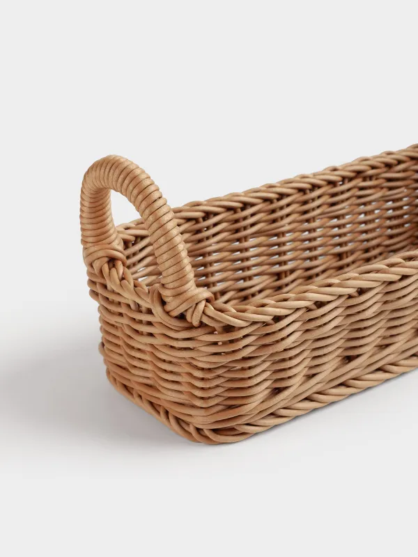 Grocery basket, 28x11 cm, with handles, rattan, rectangular, Brown, Twig, image-2