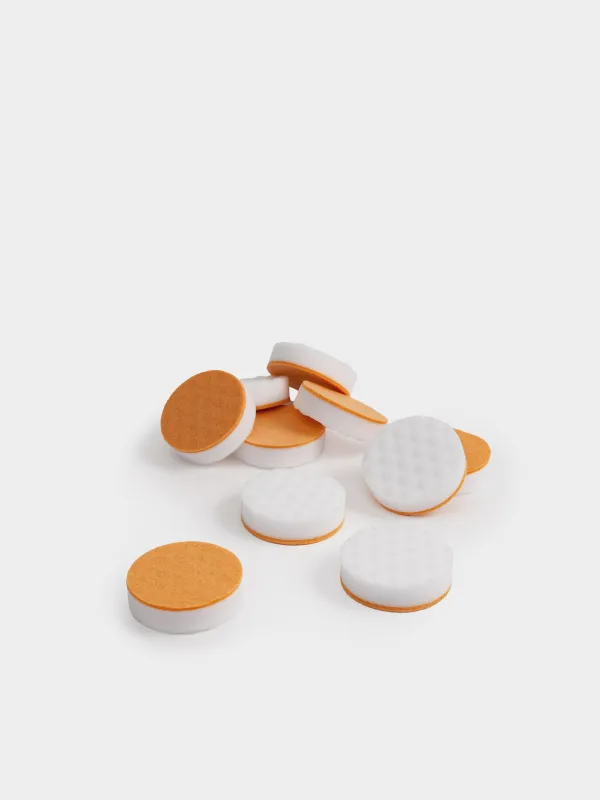 Sponge for cleaning white shoes and soles, 6 cm, 10 pcs, melamine / abrasive, white-beige, Clean, image-1