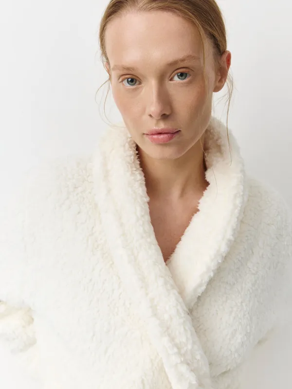 Robe for women, home, R. S, long sleeve, sherpa, milk, lola, image-2