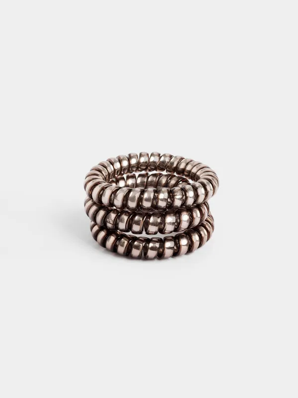 Elastic band for hair, 5 cm, 3 pcs, TPU, gray, Spiral, Helix, image-1
