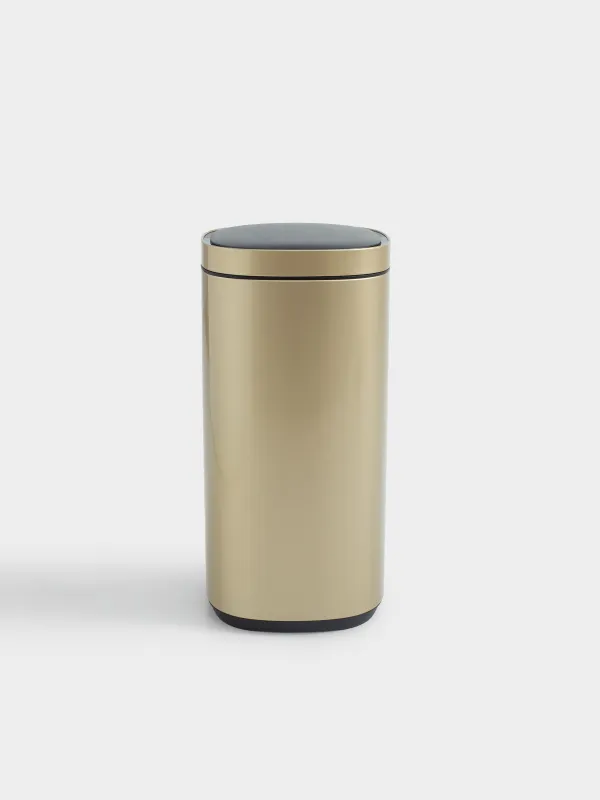 Trash can, 40 l, touch-sensitive, steel/plastic, gold, Sensor bin, image-0