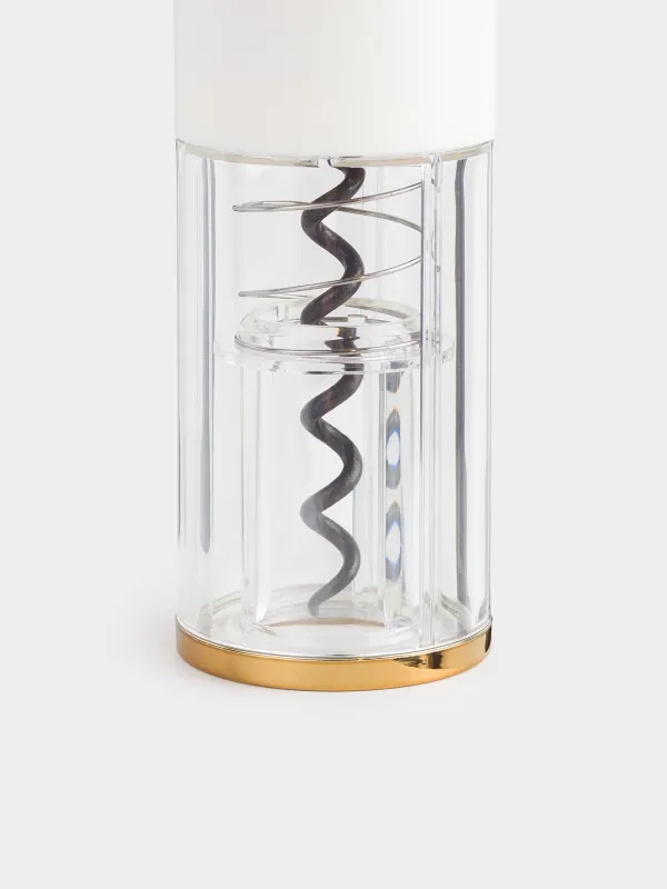 Electric corkscrew, 23 cm, with foil cutter, plastic, LED B, milky, Bar, image-2