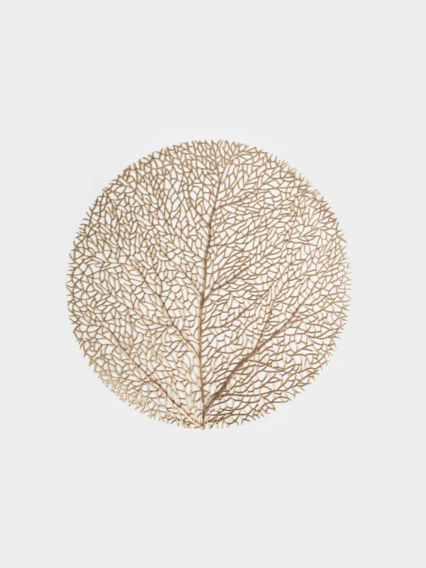 Napkin for appliances, 38 cm, PVC, round, golden, Wood, Azhur Grid, image-0