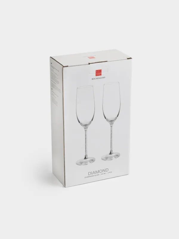 Drinking glass, 220 ml, 2 pcs, glass / rhinestones, Silver crystals, Diamond, image-4