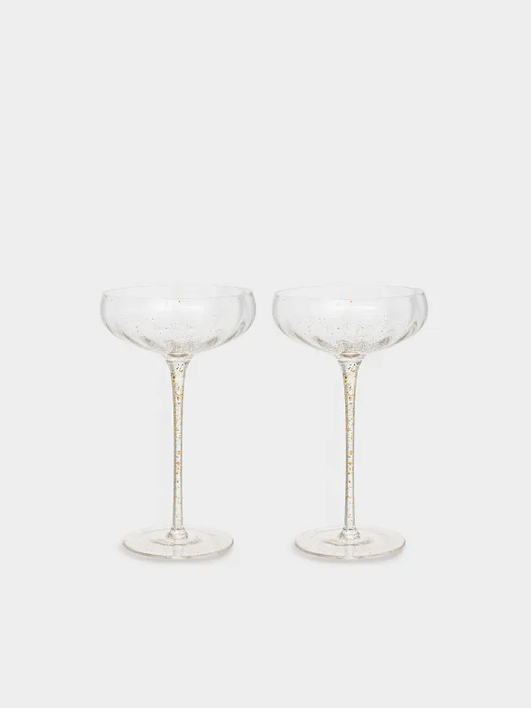 Champagne coupe glass, 220 ml, 2 pcs, glass, Golden spray, Filo R speck, image-0