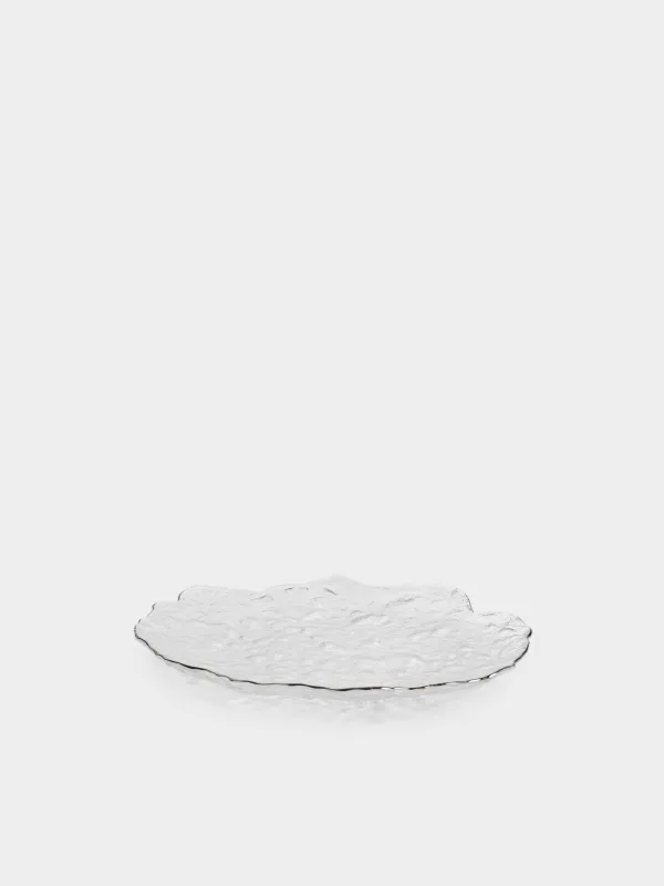 Dish, 30 cm, glass, with silver edging, Nautilus silver, image-2