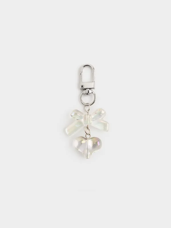 Keychain, 8 cm, acrylic/metal, mother-of-pearl, Heart, Keychain polar, image-0