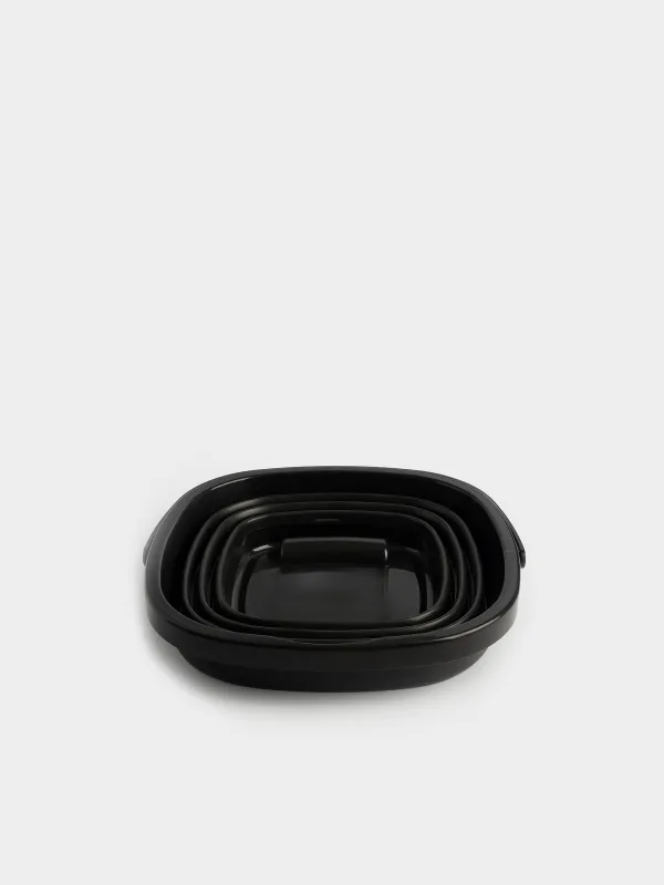 Folding bucket, 10 l, plastic/rubber, square, black, Foldaway black, image-2