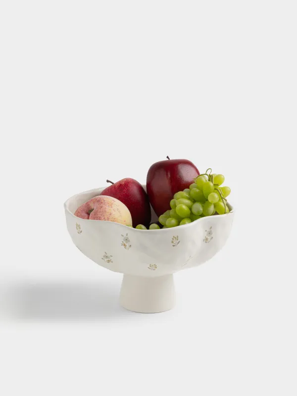Fruit bowl, 24x15 cm, ceramic, milk, Vintage flowers, La flore, image-3