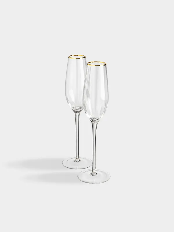 Drinking glass, 210 ml, 2 pcs, glass R, with golden edging, Filo R gold, image-1