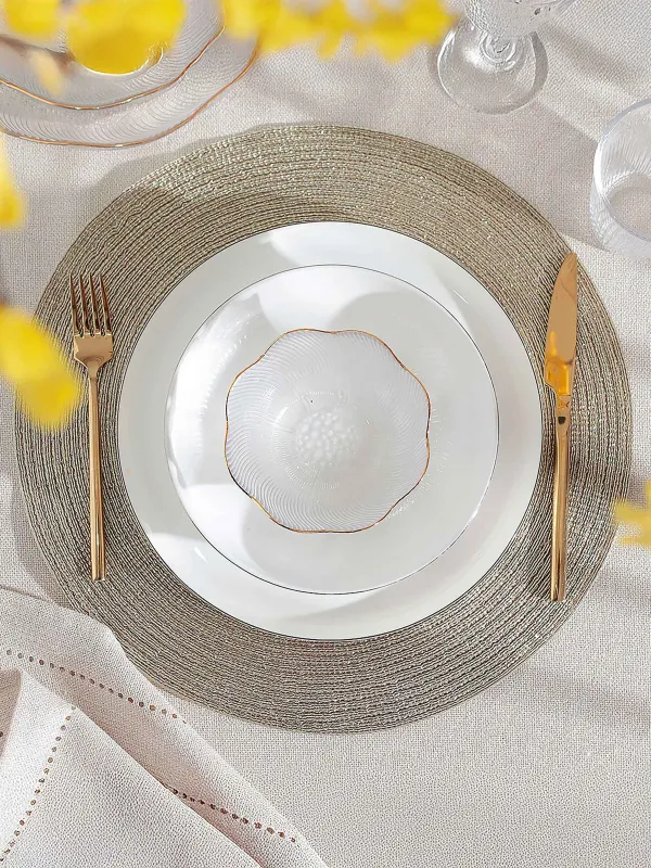 Napkin for appliances, 38 cm, polyester, round, champagne, Rotary shine, image-2