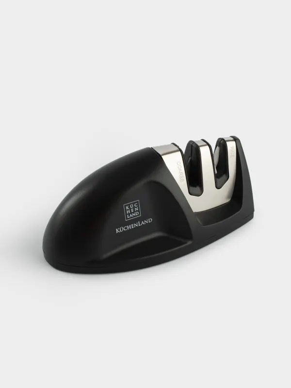 Knife Sharpener, 10 cm, 2-Stage sharpening, black, oval-shaped, Accessories, image-3