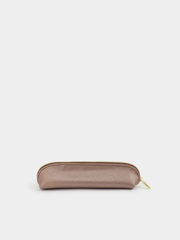 Pencil case, 18x5 cm, polyurethane, silver, Memo, image-2