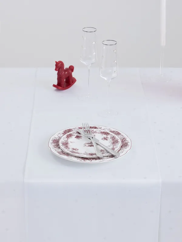 Table runner, 40x160 cm, jacquard, polyester, light grey, Silver stars, Starlight, image-3