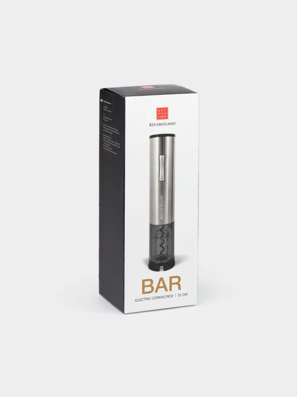 Electric corkscrew, 22 cm, with foil cutter, steel / plastic, LED B, Bar, image-7