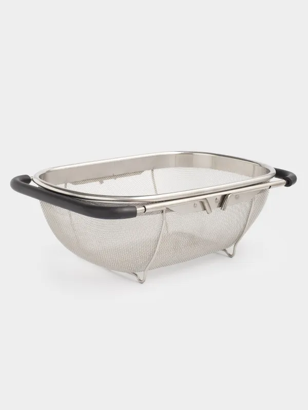 Colander, 27 / 40x18 cm, on the sink, sliding, steel / PVC, black, Tammy, image-3