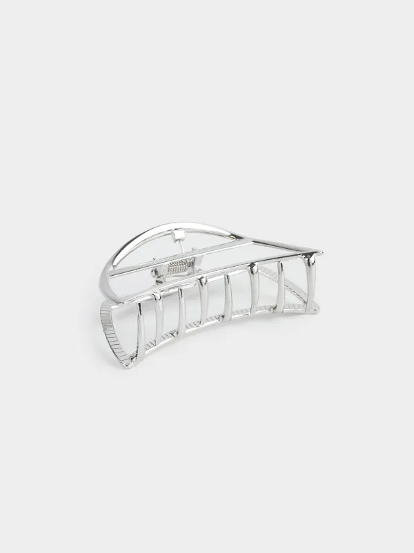 Hair clip, 7 cm, metal, silver, Crab, Fantastic, image-3
