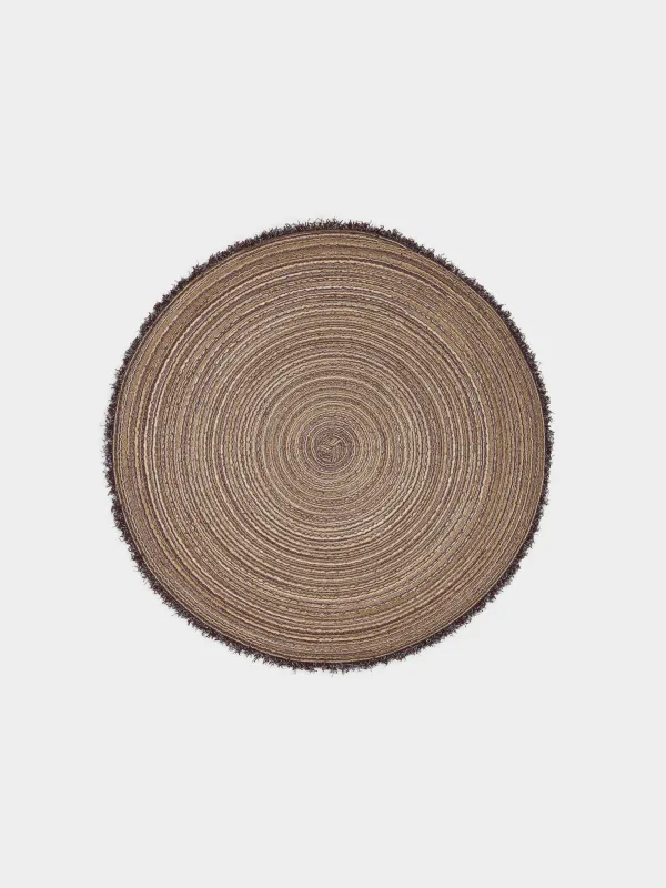 Instrument napkin, 38 cm, with fringe, polyester, round, brown, Rotary, image-0