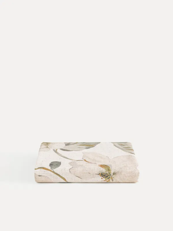 Tablecloth, 160x160 cm, polyester / linen, milk yellow, Flowers, Flowery flax, image-10