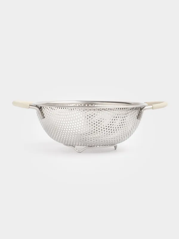 Colander, 19 cm, with two handles, steel / silicone, beige, Tammy, image-0