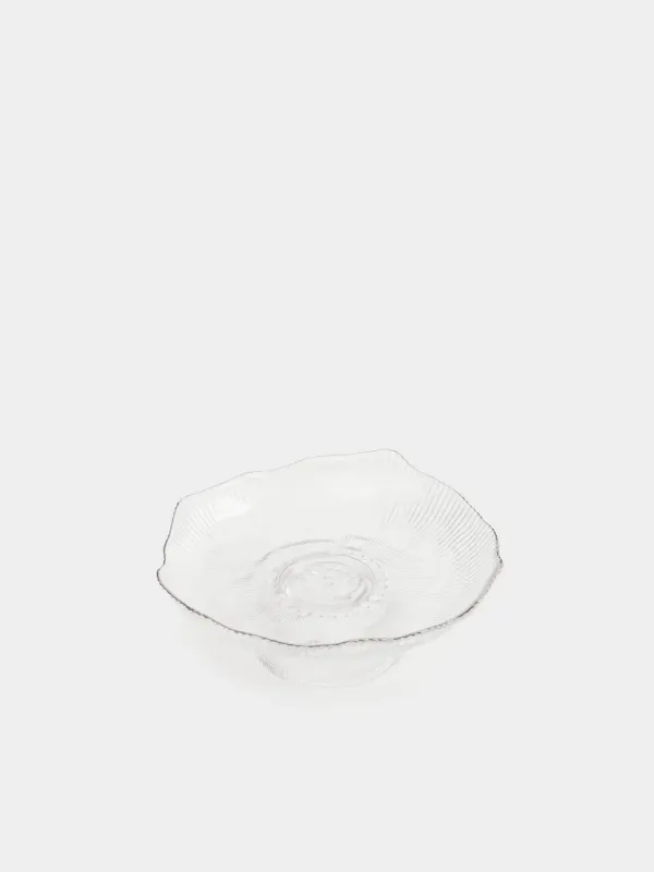 Dish on a leg, 23x9 cm, glass R, with silver edging, Argos silver, image-1