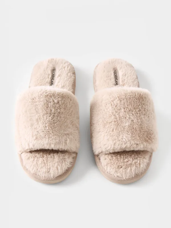 Women's slippers, homewear, size 36-37, faux fur, beige, Bushy, image-4