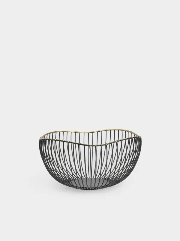 Fruit basket, 26 cm, metal, black, Wavy edge, Twist black, image-0