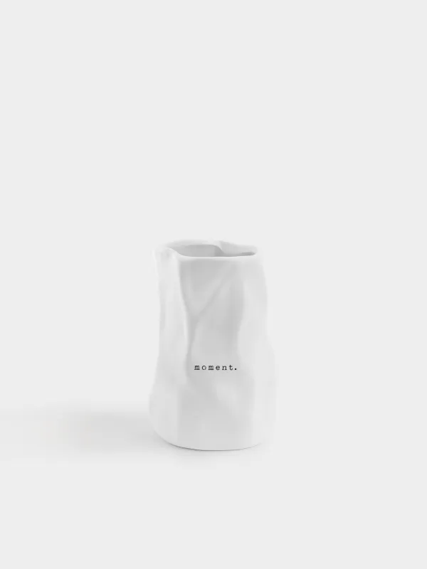 Flower vase, 20 cm, ceramic, white, Moment, Crumple font, image-0