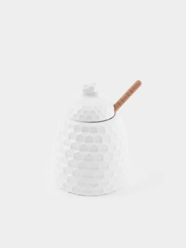 Honey jar, 400 ml, with spoon, porcelain P / Bamboo, Honeycomb, Honey , image-0
