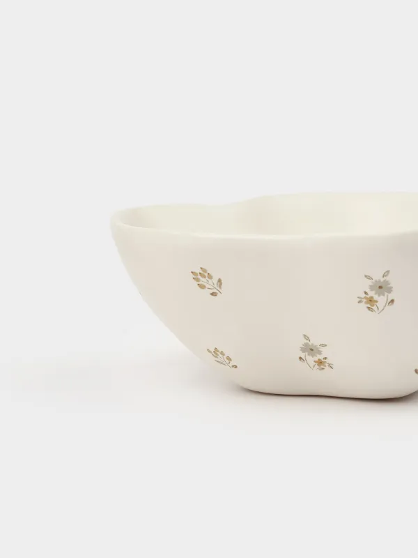 Bowl, 13x5 cm, ceramic, milky, Vintage flowers, La flore, image-3