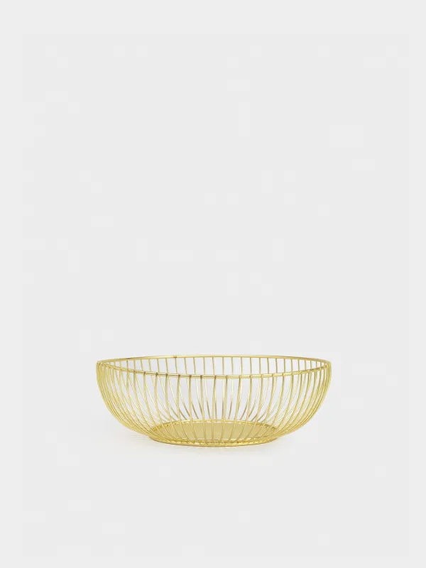 Fruit basket, 25 cm, metal, golden, Twist gold, image-0