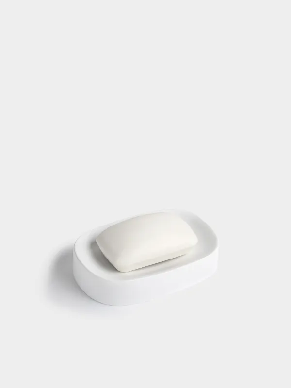 Soap dish, 13x9 cm, polyresin, oval, white, Vesta, image-4
