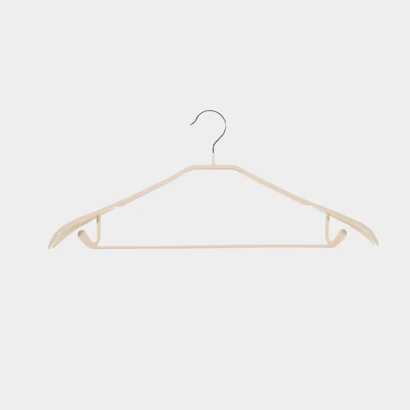 Hanger, 44 cm, with shoulder pad, with loops for trousers/skirts, metal coated, beige, Colorful house