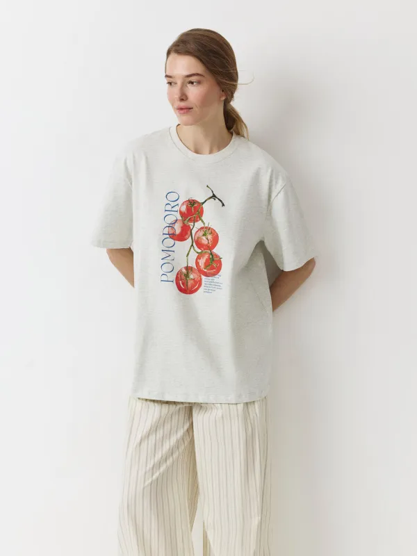 Women's T-shirt, size M, cotton, white, Pomodoro, Alvida, image-4