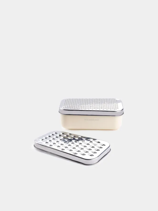 Grater, 18x10 cm, with container and replaceable attachments, steel / plastic, dairy, Chalet, image-2